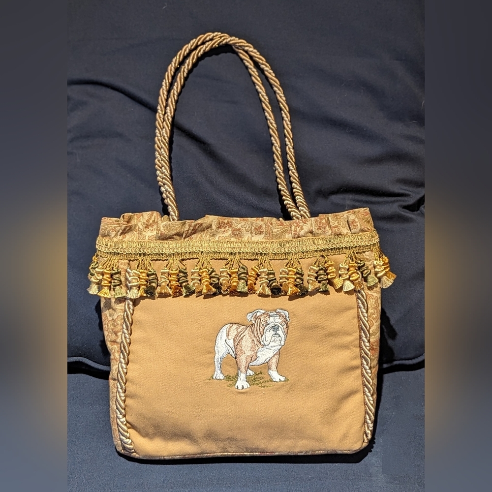 Medium-Size Embroidered Bulldog Tote